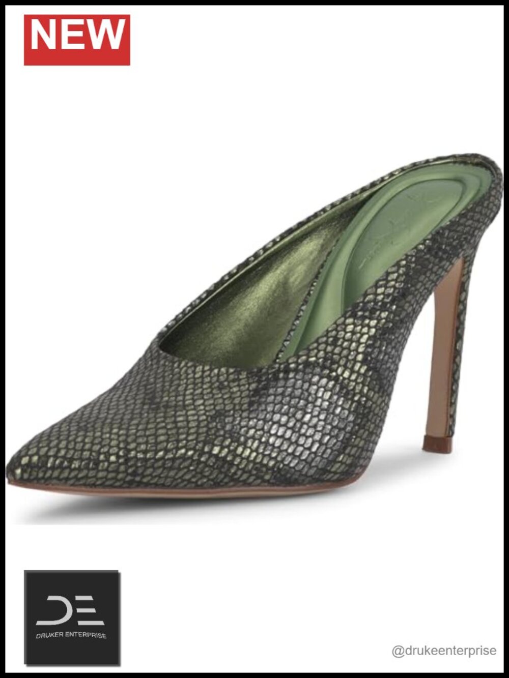 Stiletto Heel Mule Shoes, Pointed Toe, Pull-On, Polyester